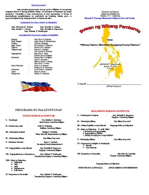 Sample filipino program for buwan ng wika para sa kinder